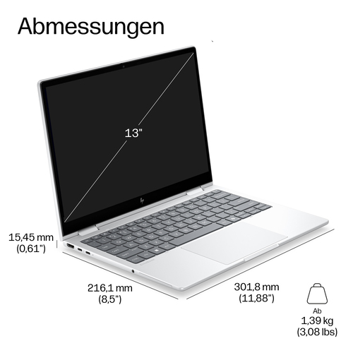 HP EliteBook 8 Flip G2i 33,8 cm (13,3 Zoll) Touchscreen Umrüstbar Copilot+ PC 2 in 1 Notebook - 5G - WUXGA - Intel Core Ul