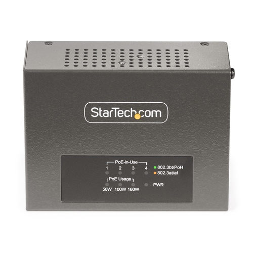 StarTech.com 4-Port Multi-Gigabit PoE++ Injector, 5/2.5/1G Ethernet (NBASE-T), PoE/PoE+/PoE++ (802.3af/802.3at/802.3bt), 1