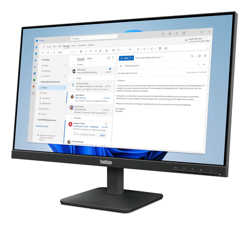 Lenovo ThinkVision S24-4e Monitor. Dimensioni diagonale schermo: 60,5 cm (23.8"), Risoluzione del display: 1920 x 1080 Pix