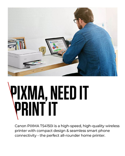 Canon PIXMA TS4150i Wired & Wireless Inkjet Multifunction Printer - Colour - Copier/Printer/Scanner - 1200 x 1200 dpi Prin