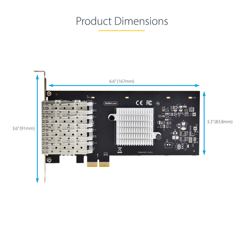 StarTech.com 4-Port GbE SFP Network Card, PCIe 2.0 x2 (x4, x8, x16 Compatible), Intel I350-AM4, Copper/Fiber Optic, Gigabi