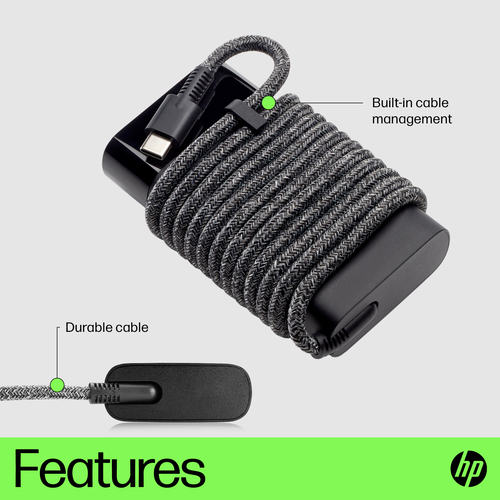 HP USB-C 65W Laptop Charger. Purpose: Laptop, Power supply type: Indoor, Input voltage: 90 V. Product colour: Black. Compl