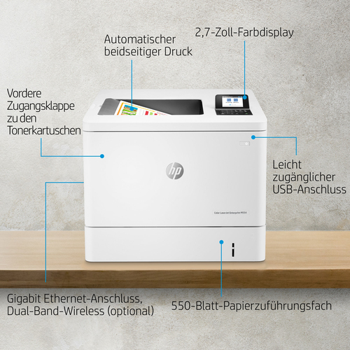 HP LaserJet Enterprise M554dn - Desktop Laserdrucker - Farbe - 35 ppm Monodruck/35 ppm Farbdruckgeschwindigkeit - 1200 x 1