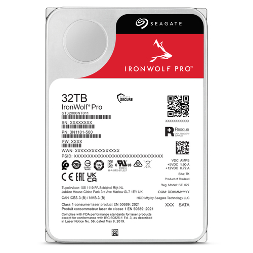 Seagate IronWolf Pro ST32000NT000 32 TB Hard Drive - 3.5" Internal - SATA - 7200rpm - Hot Pluggable - 512e Format