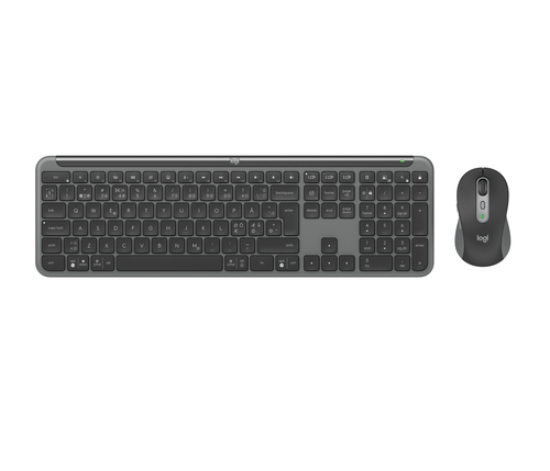 Logitech Signature Slim MK950 Keyboard & Mouse - QWERTY - Danish, Norwegian, Swedish, Finnish - USB Type A Wireless Blueto
