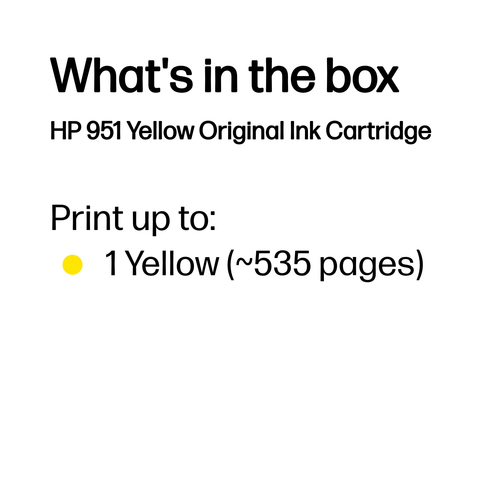 HP Tinteiro original 951 Amarelo. Tipo de cor de tinta: Tinta à base de pigmentos, Tipo de cartucho: Rendimento padrão, Ti