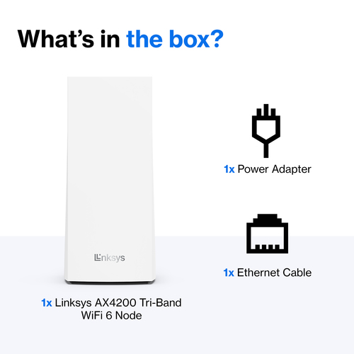 Linksys Velop MX4200 Wi-Fi 6 IEEE 802.11ax Ethernet Wireless Router - 2.40 GHz ISM Band - 5 GHz UNII Band - 525 MB/s Wirel