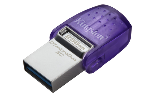 Kingston DataTraveler microDuo 3C DTDUO3CG3 256 GB USB 3.2 (Gen 1) Type C Flash Drive - Purple - 200 MB/s Read Speed