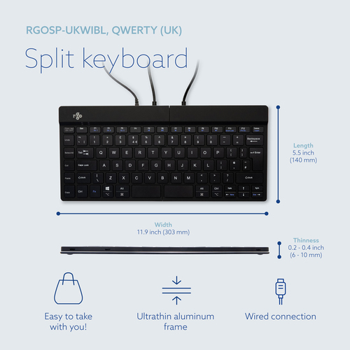 R-Go Split Break ergonomic keyboard, QWERTY (UK) - wired, black