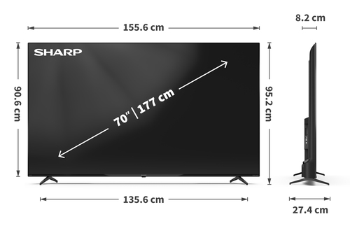 Sharp 70HP5265E 177,8 cm Smart LED-LCD TV - 4K UHDTV - 1778 mm Klasse - Quantum-Dot-LED Hintergrund-beleuchtung - 3840 x 2