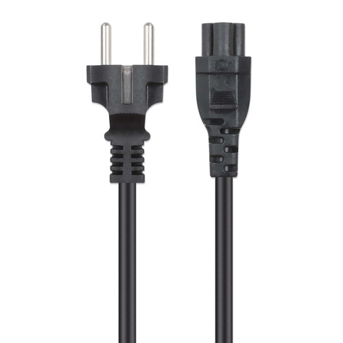 Manhattan Mains Power Cord/Cable, Euro 2-pin (CEE 7/4 Schuko) plug to C5 Female (cloverleaf/triangular), 3m, 2.5A, Lead, L