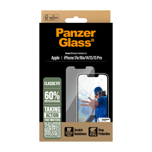 PanzerGlass ® Screen Protector iPhone 17e | 16e | 14 | 13 | 13 Pro | Classic Fit w. EasyAligner. Brand compatibility: Appl