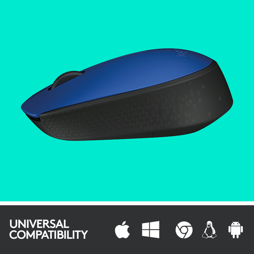 Logitech M171 Mouse - Radio Frequency - USB 2.0 - Optical - Blue - Wireless - 1000 dpi - Scroll Wheel