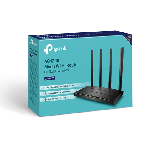 TP-Link Archer C6 Wi-Fi 5 IEEE 802.11ac Ethernet Drahtlos Router - Dualband - 2,40 GHz ISM-Band - 5 GHz UNII-Band - 4 x An