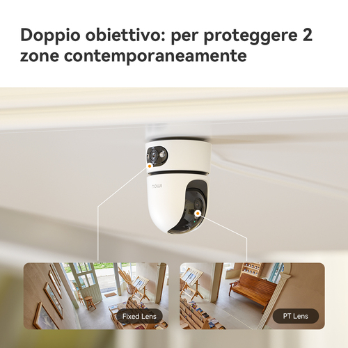 Imou Ranger Dual Pro 10MP Telecamera da interno, motorizzata, con doppia ottica 5MP+5MP, sirena integrata e faretto, tasto