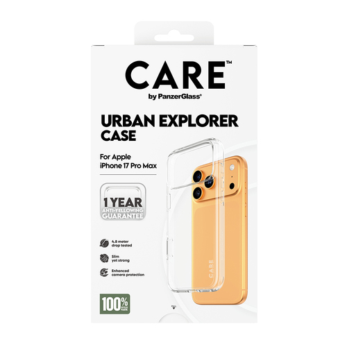 PanzerGlass CARE™ by ® Urban Explorer Case Transparent iPhone 17 Pro Max. Case type: Cover, Brand compatibility: Apple, Co