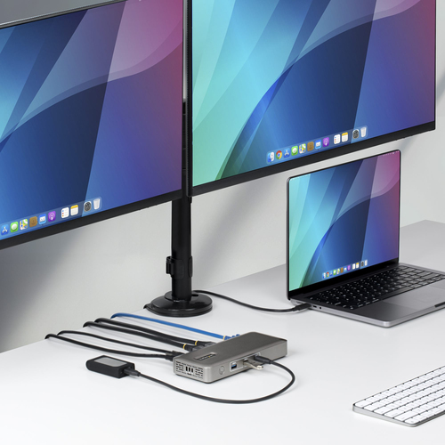 StarTech.com 9 Port(s) USB4 Docking Station for Notebook, Workstation, MacBook - Charging Capability - Space Gray - 2 Disp