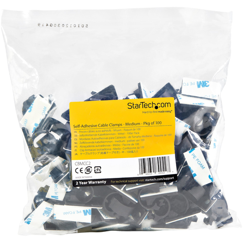 StarTech.com Kabelbinder - Schwarz - 100 / Pack Paket - TAA-konform - Kabel-Klemme - 17,8 mm Länge - Nylon 66