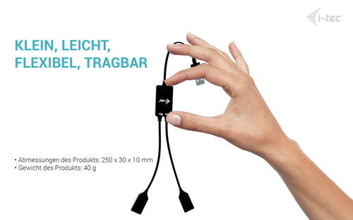 i-tec USB-Hub - USB 3.0 Typ A - 640 MB/s - Tastatur, Maus, Flash-Laufwerk, Mobilgerät, Desktop - 2 Total USB Port(s) - PC,