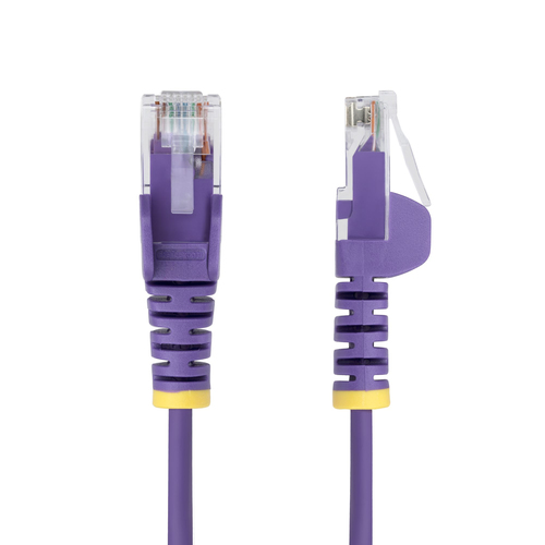 StarTech 1.5m Purple Slim CAT6 Ethernet Cable, Snagless RJ45, UTP, LSZH, 28AWG Pure Bare Copper, Slim Network Patch Cord -