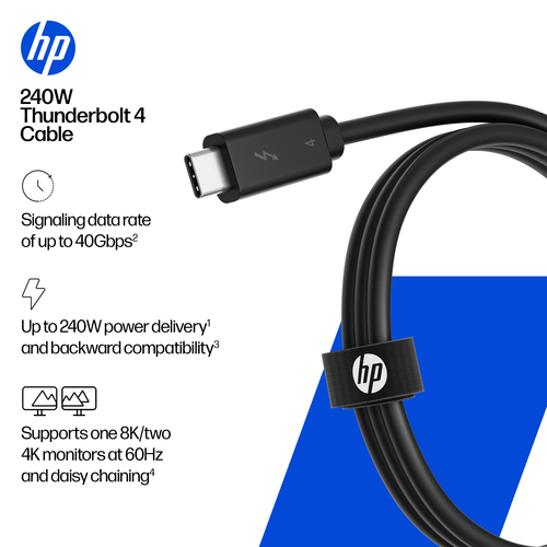 HP 240W Thunderbolt 4 Cable. Ursprungsland: China, HP-Segment: Business. Nachhaltigkeitszertifikate: Forest Stewardship Co