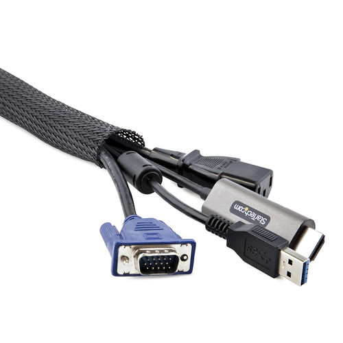 StarTech.com Kabelschutz - Schwarz - 1 Pack Paket - Kabel Sleeve - 3 m Länge - Polyester, Nylon