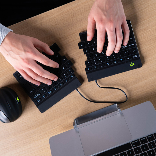 R-Go Tools Ergonomische Tastatur R-Go Split Break mit Pausensoftware, geteilte Tastatur, QWERTZ (DE), kabellos, schwarz. T