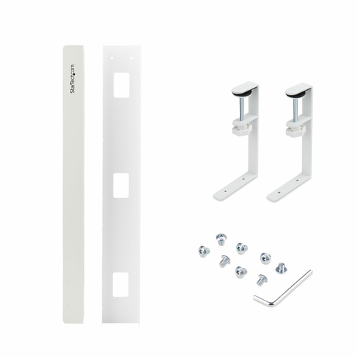 StarTech.com Under Desk Cable Management Tray, Length Adjustable, Clamp-On Installation, No Drilling Required, White - Len