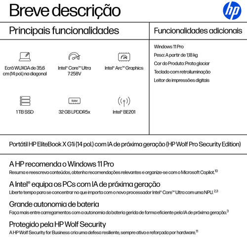 HP EliteBook X G1i 35,6 cm (14") Notebook - 5G - WUXGA - 60 Hz - Intel Core Ultra 7 258V - 32 GB - 1 TB SSD - Intel Chip -