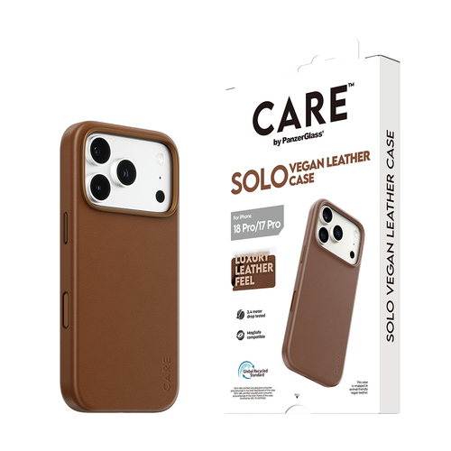 PG CARE CASE SOLO VEGAN LETHER MS IP 17 PRO/18 PRO BROWN