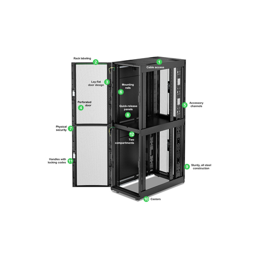 APC by Schneider Electric NetShelter SX 42U Gabinete fechado Gabinete de rack para Servidor, Centro de dados - 482,60 mm R