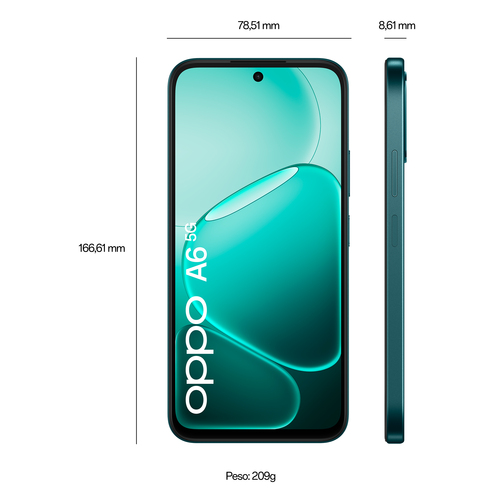 OPPO A6 5G AI Smartphone, doppia fotocamera 50MP+2, Selfie 8MP, Display 6.75” 120HZ IPS HD+, 6550mAh, RAM 6GB(Esp2GB/4GB/6