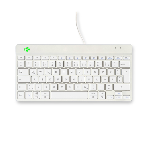 R-Go Tools Ergonomische Tastatur R-Go Compact Break, kompakte Tastatur mit Pausensoftware, QWERTZ (DE), Kabelgebunden, Wei
