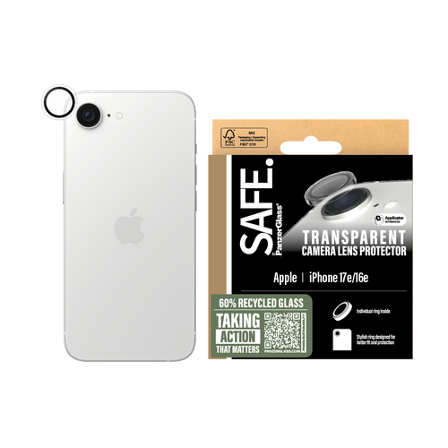 PanzerGlass SAFE. by ® Camera Lens Protector Transparent iPhone 17e | 16e. Brand compatibility: Apple, Compatibility: Appl
