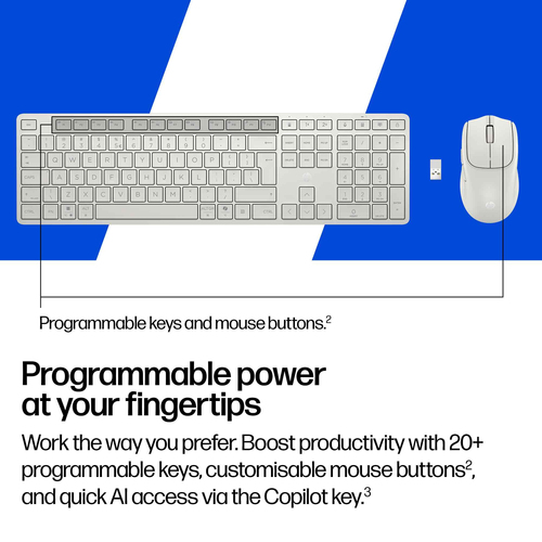 Clavier et souris HP 495C - AZERTY - Français - USB Type A Piston plongeur Sans fil Bluetooth/RF 2,40 GHz Clavier - Couleu
