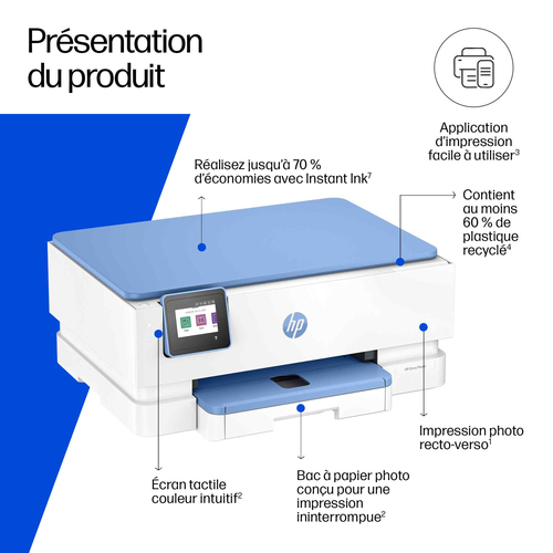 HP Envy 7231 Sans fil All-in-One Couleur Imprimante. Technologie d'impression: A jet d'encre thermique, Impression: Impres