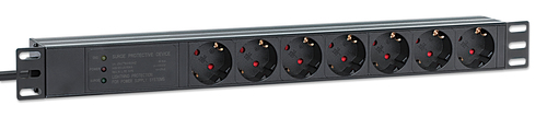 Intellinet PDU - CEE 7/7 (SCHUKO) - 7 x Type F (Schuko) - 16 A - 230 V AC Input - Overload Protection, Double Pole, Surge 