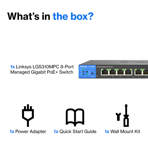 Linksys LGS310MPC 8 Ports Manageable Ethernet Switch - Gigabit Ethernet - 1000Base-T, 1000Base-X - 3 Layer Supported - Mod