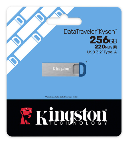 Kingston DataTraveler Kyson 256 GB USB 3.2 (Gen 1) Type A Flash Drive - 220 MB/s Read Speed