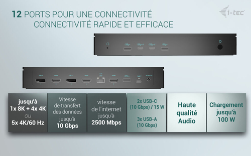 I-TEC UNIVERSAL 5X 4K DISPLAY DOCKING STATION PW DELIVERY 100W