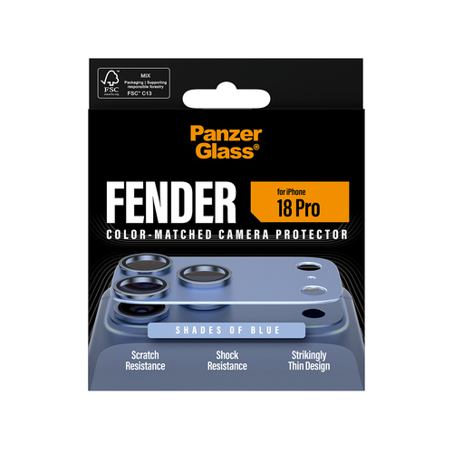 PanzerGlass Fender Camera Lens Protector - Blue - Glass, Aluminium