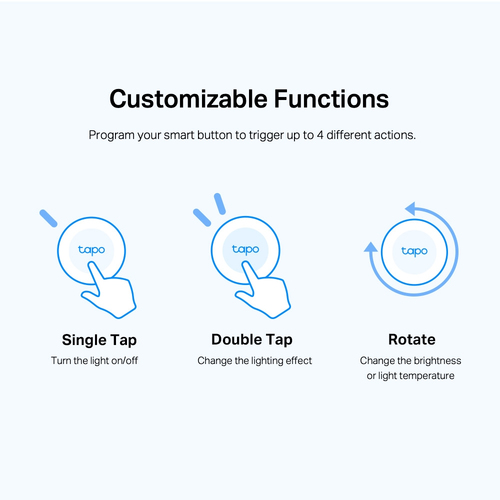 TP-Link Tapo Smart Button. Connectivity technology: Wireless, Product colour: White, Mounting type: Wall. Power source: Ba