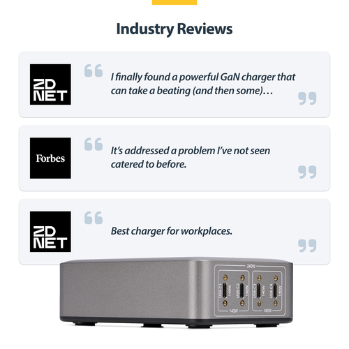 StarTech.com 4-Port Multi-Device USB-C Charger, 240W Total, Single Port 140W EPR, Screw Locking Ports, Ideal for Boardroom