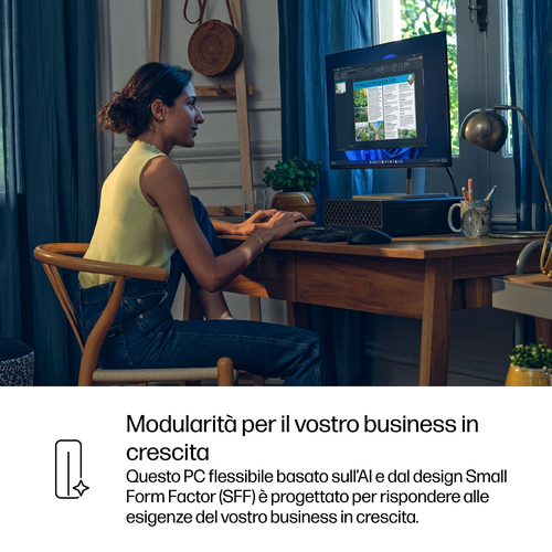 HP ProDesk 4 SFF G1i Desktop AI PC. Famiglia processore: Intel Core Ultra 7, Modello del processore: 265. Memoria Interna: