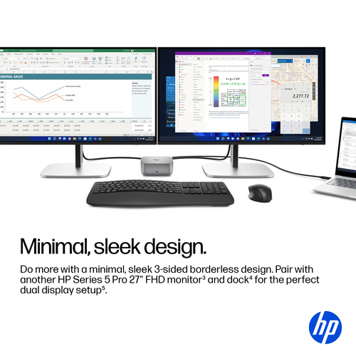 HP Series 5 Pro Écran FHD 27 pouces – 527pf. Taille de l'écran: 68,6 cm (27"), Résolution de l'écran: 1920 x 1080 pixels, 