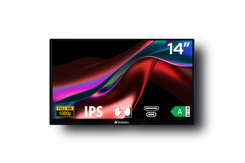 Monitor LCD Touchscreen Verbatim PMT-14 - 355,6 mm (14") Classe - 16:9 - 6 ms - 35,6 cm (14") Viewable - Capacità - 10 Poi