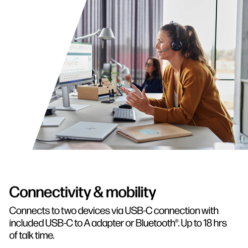 HP Poly Voyager Focus 2 USB-C-C Headset +USB-C/A Adapter +Charging Stand. Product type: Headset. Connectivity technology: 