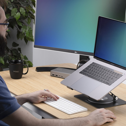 StarTech.com ATFR-LAPTOP-RISER. Produkttyp: Laptop-Ständer, Produktfarbe: Silber, Materialien: Aluminium. Swivel Winkel: 3