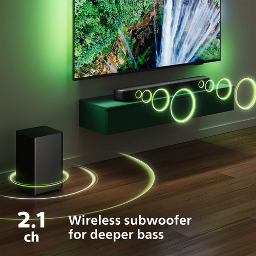 Sound Bar Speaker Philips TAB5309 2.1 Bluetooth - 120 W RMS - Grigio scuro - Parato montabile - 150 Hz a 20 kHz - Dolby Di