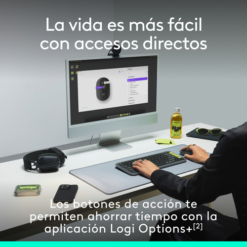 Logitech POP Mouse Mouse - Bluetooth - Optical - 4 Button(s) - Graphite - Wireless - 10 m - 4000 dpi - Scroll Wheel - 1 x 